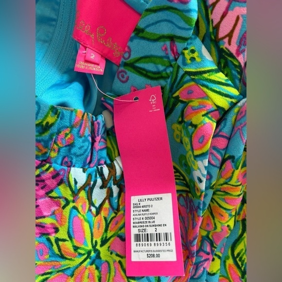 Lilly Pulitzer Adalina Romper Seabreeze Blue Walking On Sunshine NWT - Picture 15 of 16